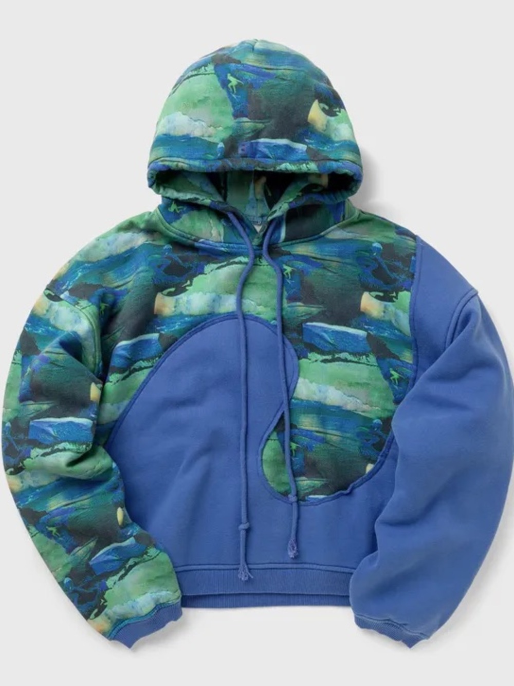 ERL Abstract Watercolor surfer Print Hoodie in Green and Blue